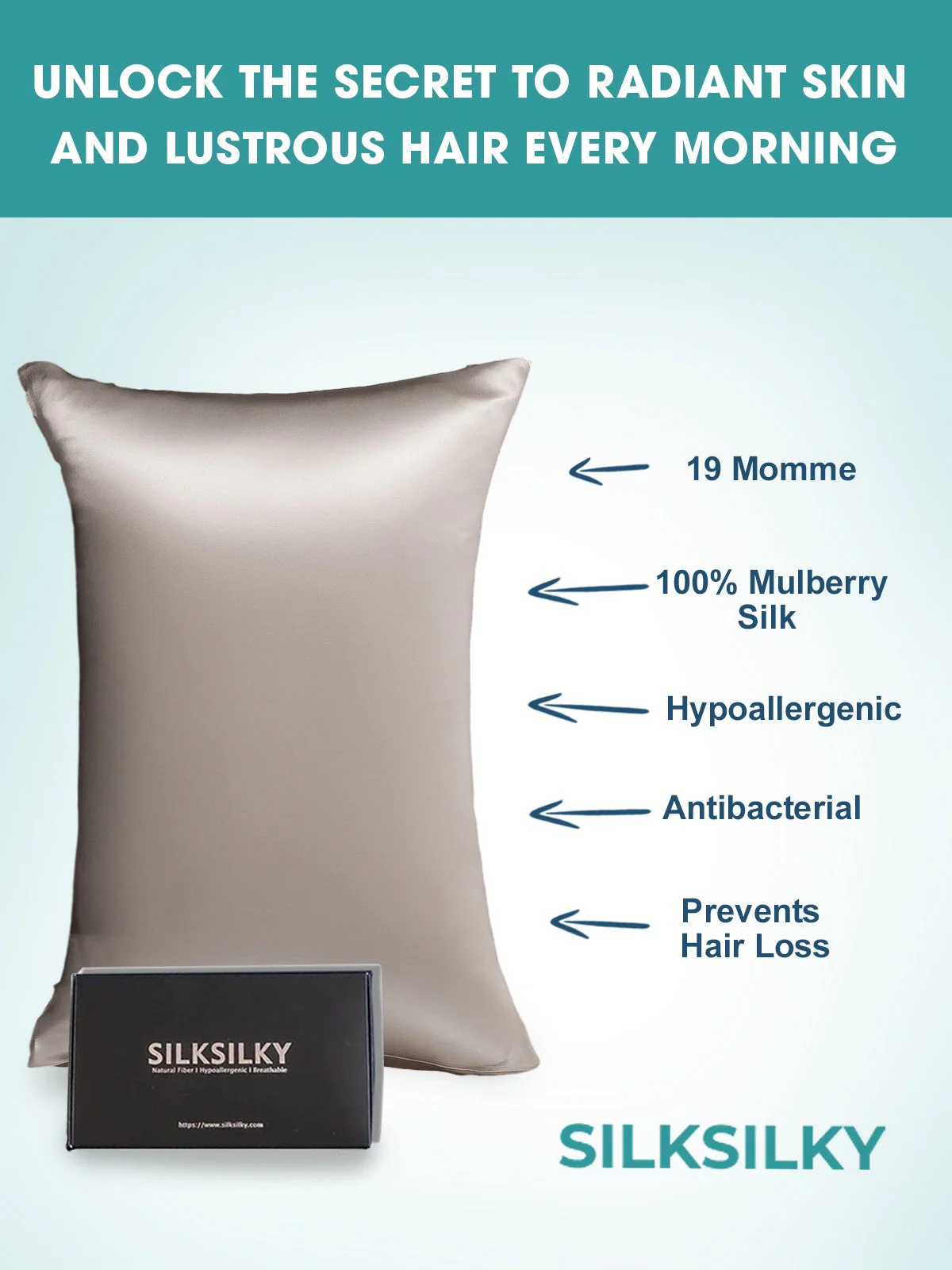 19Momme 100% Mulberry Silk Pillowcase - Hidden Zipper - Image 81