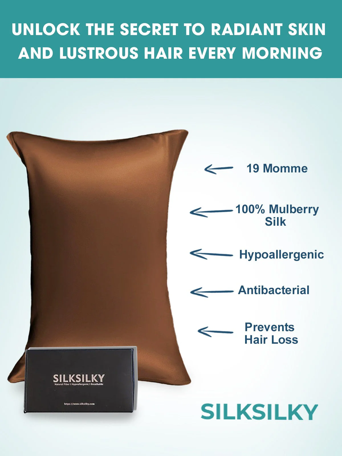 19Momme 100% Mulberry Silk Pillowcase - Hidden Zipper - Image 95