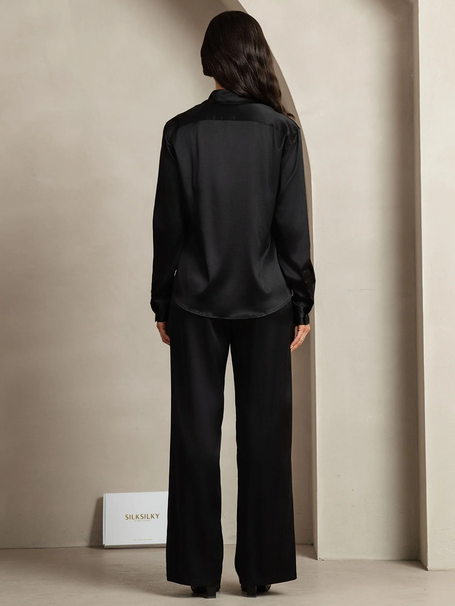 19Momme Silk Button-Up Shirt & Wide-Leg Pants Set - Image 2
