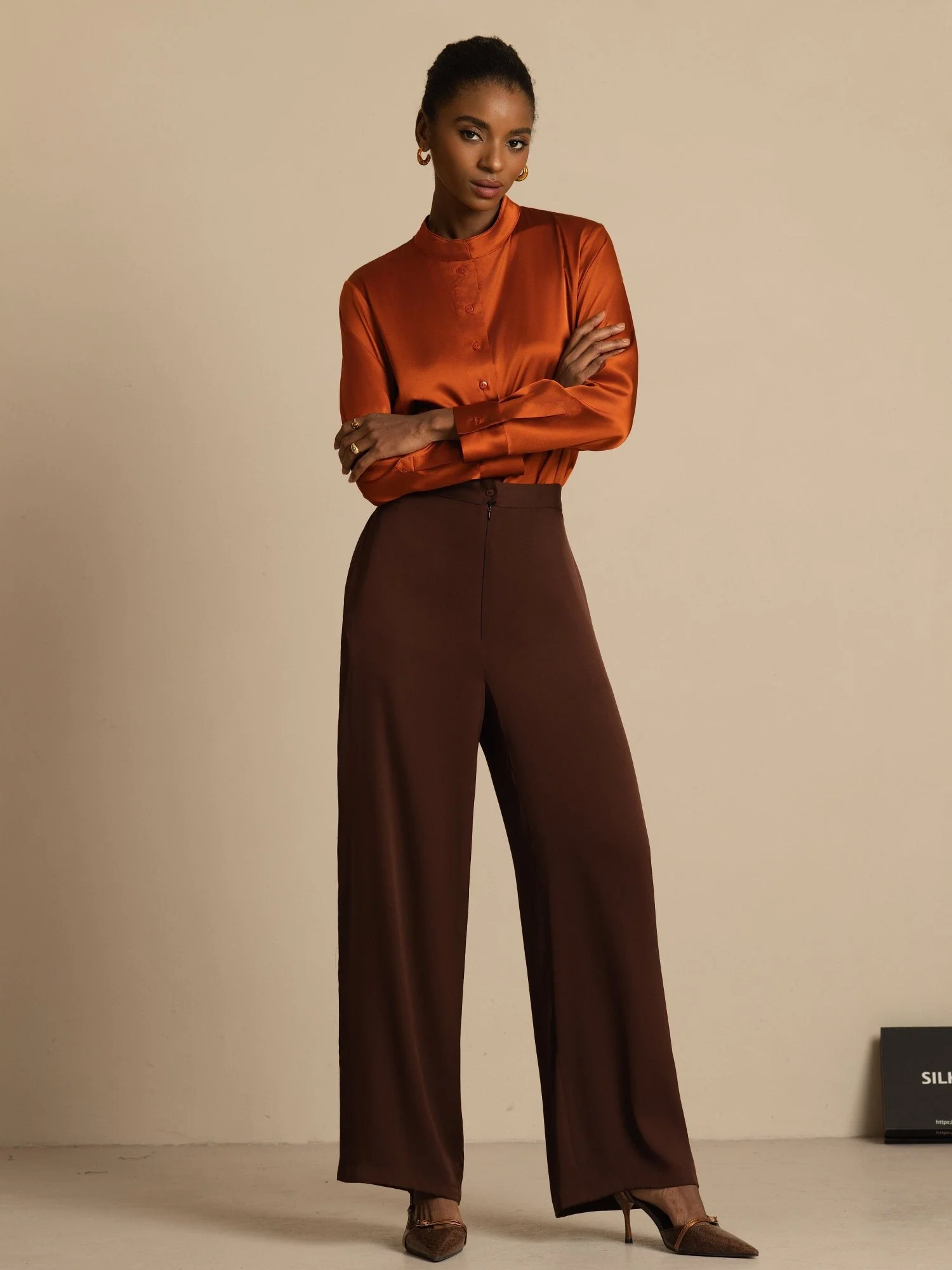 19Momme Silk Women’s Wide-Leg High-Waist Business Casual Pants - Image 6
