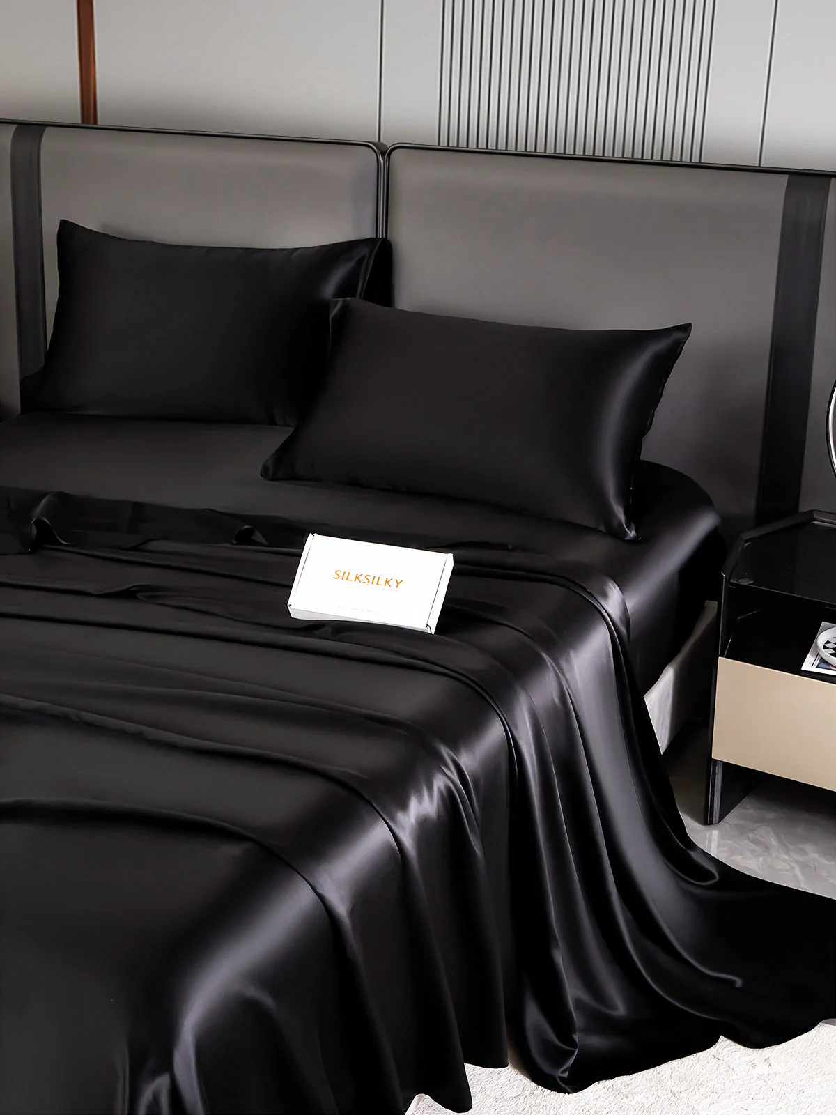 22Momme Silk 4Pcs Set Fitted&Flat Sheets+2x Pillowcases - Image 3