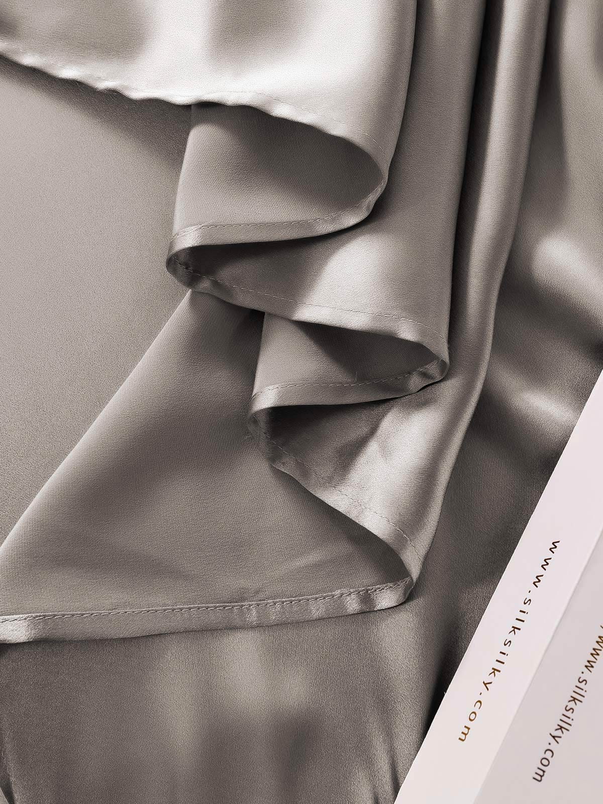 22Momme Silk 4Pcs Set Fitted&Flat Sheets+2x Pillowcases - Image 45