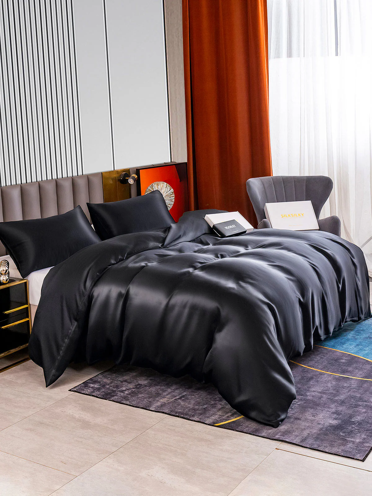 22Momme 3Pcs Silk Set Doona Cover+2x Pillowcases - Image 14
