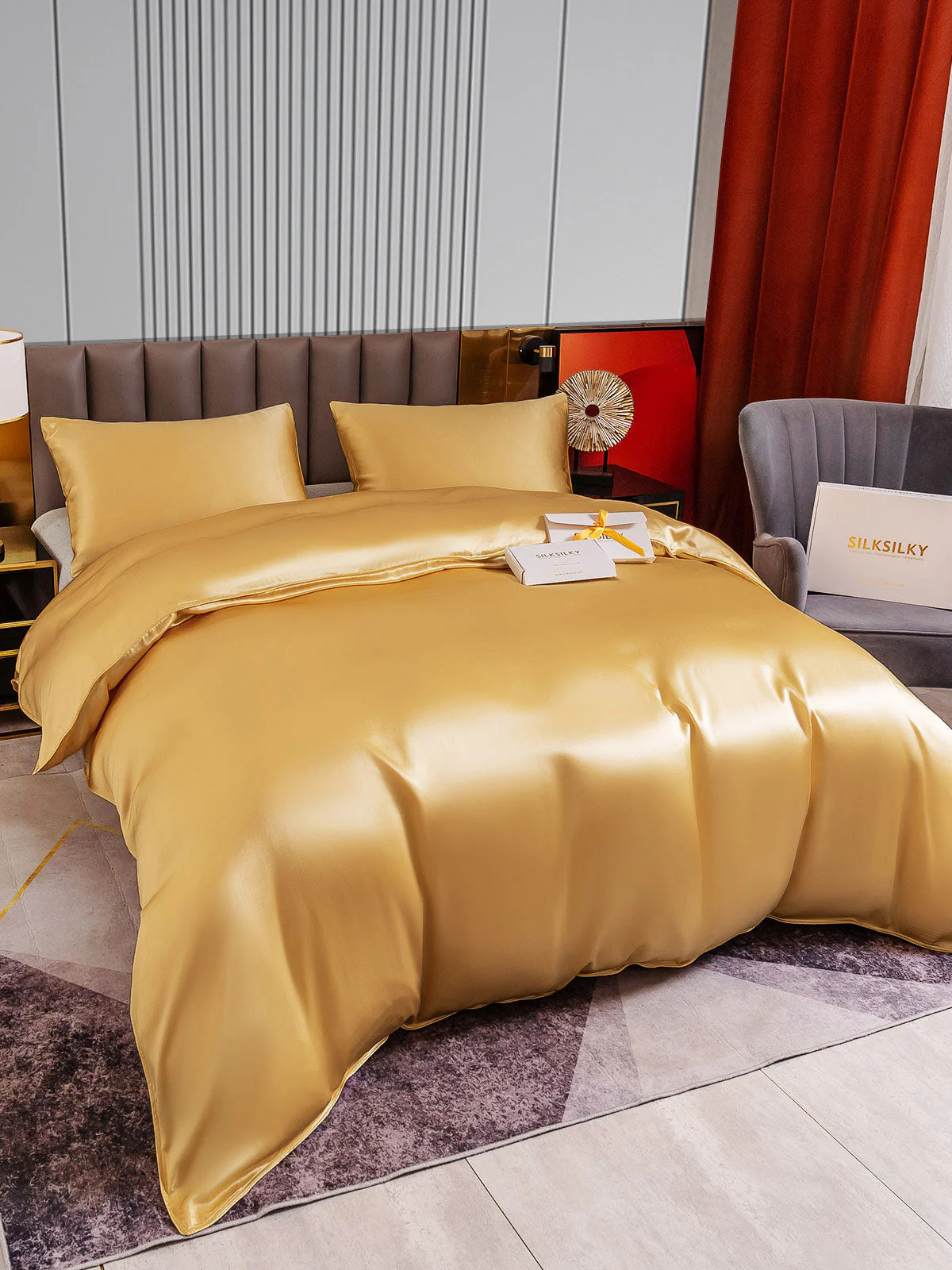 22Momme 3Pcs Silk Set Doona Cover+2x Pillowcases - Image 18
