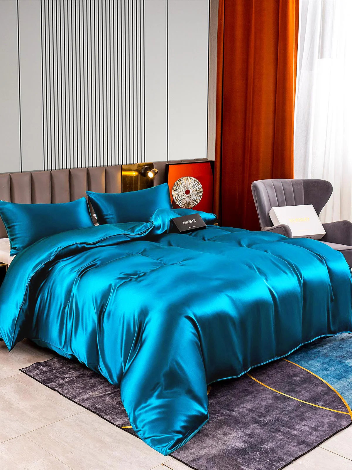 22Momme 3Pcs Silk Set Doona Cover+2x Pillowcases - Image 45