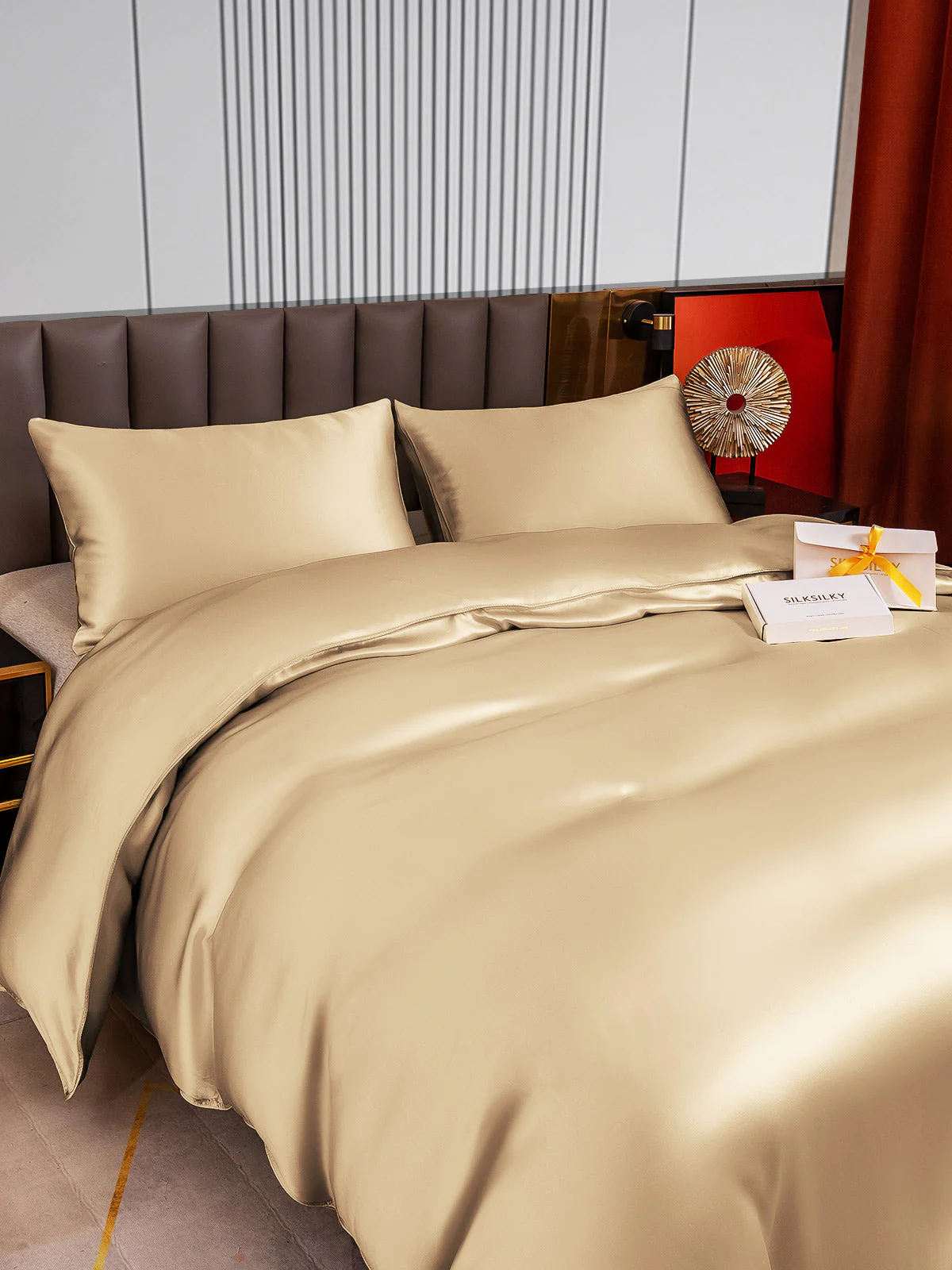 22Momme 3Pcs Silk Set Doona Cover+2x Pillowcases - Image 55