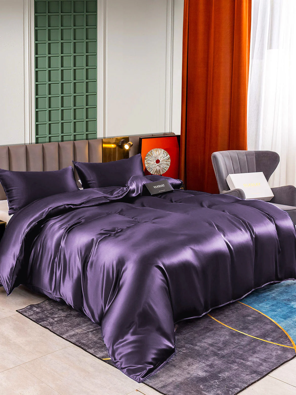 22Momme 3Pcs Silk Set Doona Cover+2x Pillowcases - Image 64