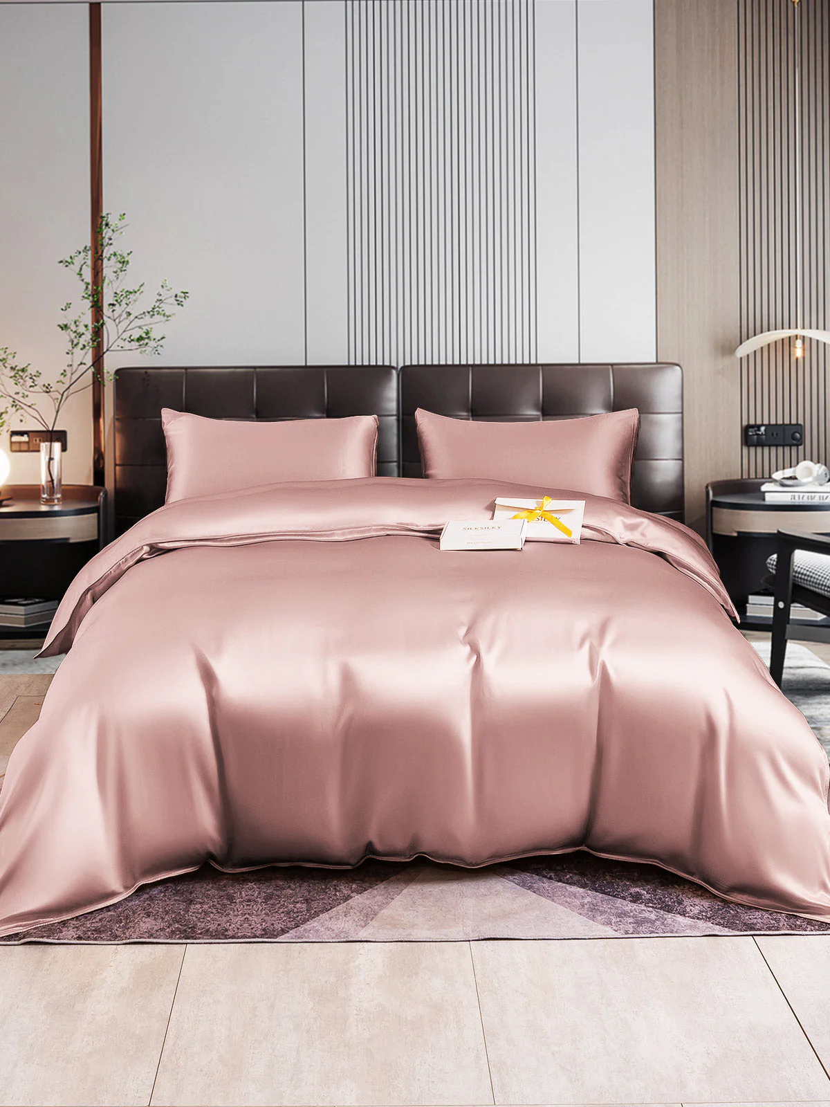 22Momme 4Pcs Silk Set Doona Cover+Fitted Sheet+2x Pillowcases - Image 34