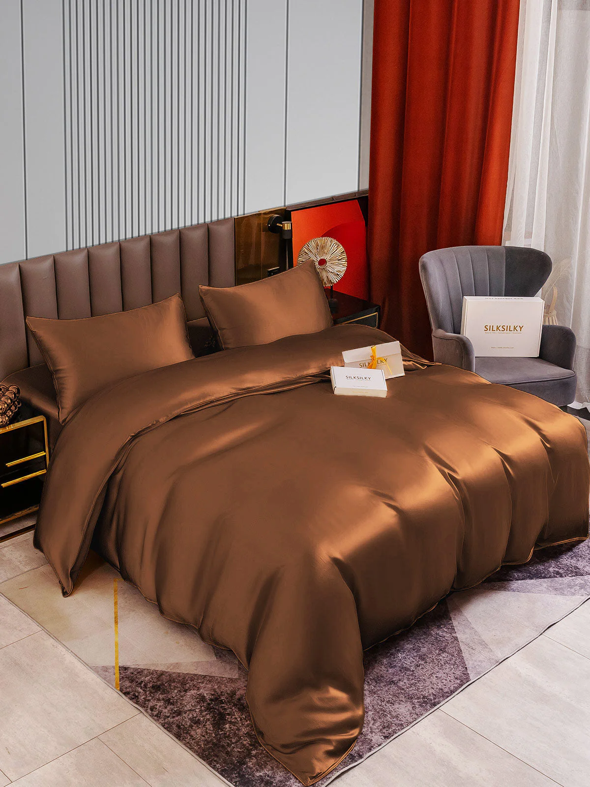 22Momme 4Pcs Silk Set Doona Cover+Fitted Sheet+2x Pillowcases - Image 62