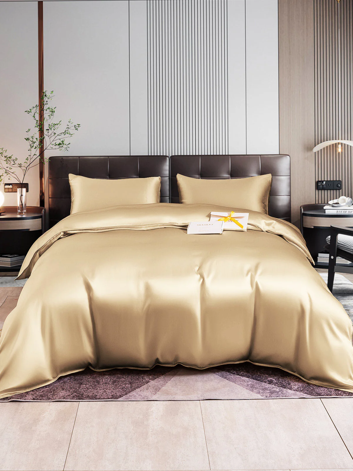 22Momme 4Pcs Silk Set Doona Cover+Fitted Sheet+2x Pillowcases - Image 67