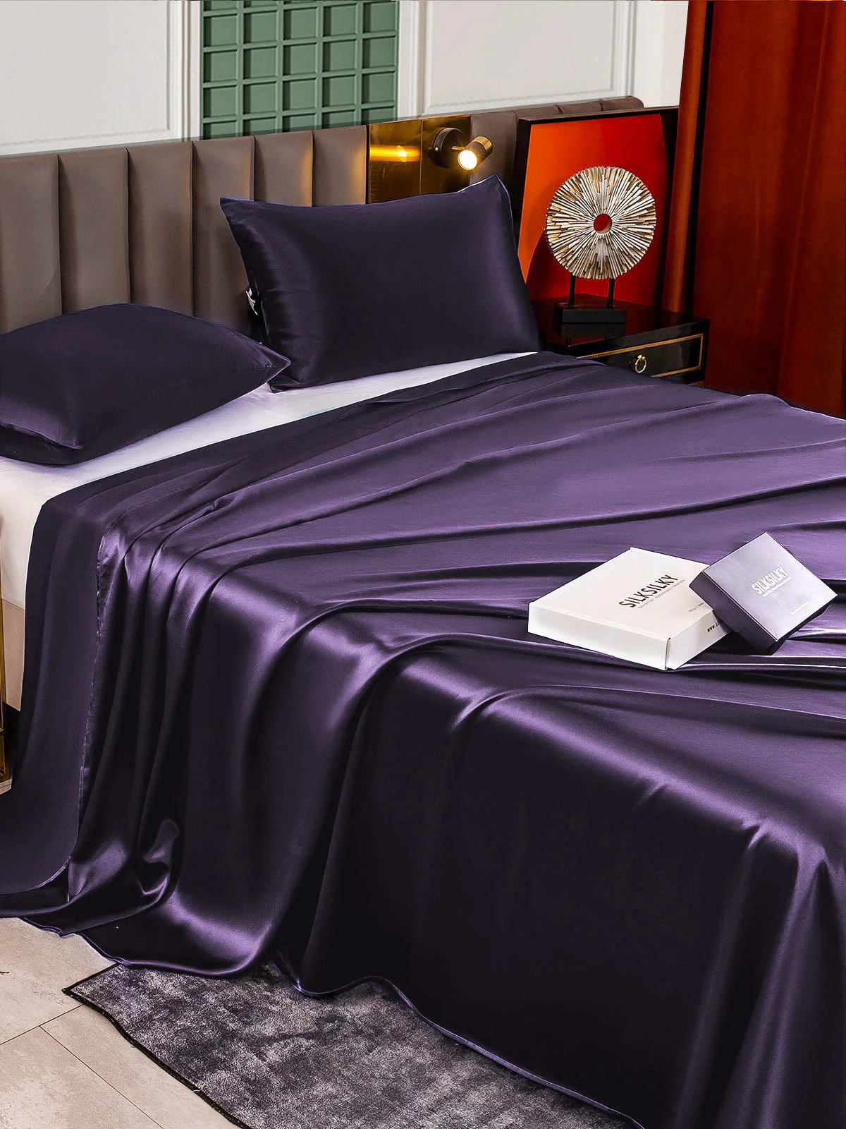 25Momme 3Pcs Silk Set Flat Sheet+2x Pillowcases - Image 34