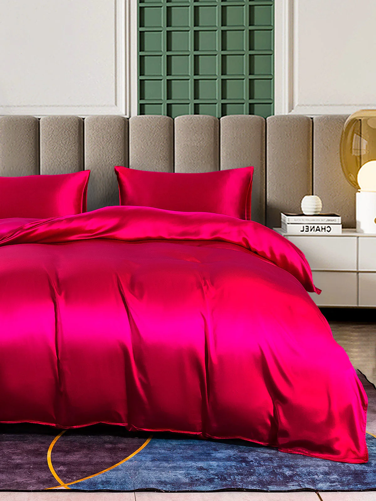 25Momme 4Pcs Silk Set Doona Cover+Flat Sheet+2x Pillowcases - Image 20