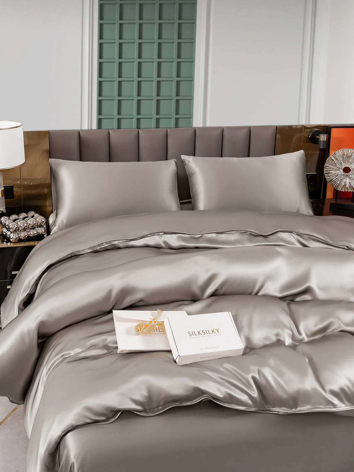 25Momme 4Pcs Silk Set Doona Cover+Flat Sheet+2x Pillowcases - Image 37