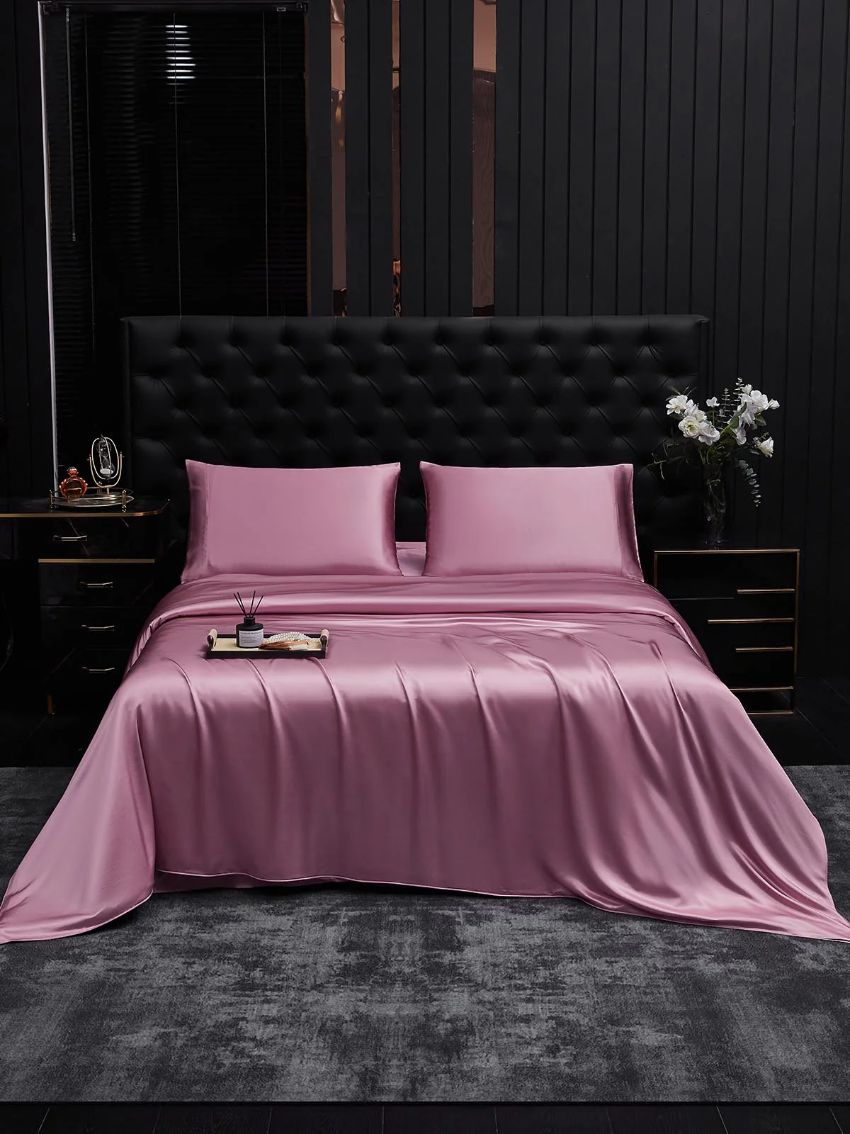 25Momme 4Pcs Silk Set Doona Cover+Flat Sheet+2x Pillowcases - Image 58