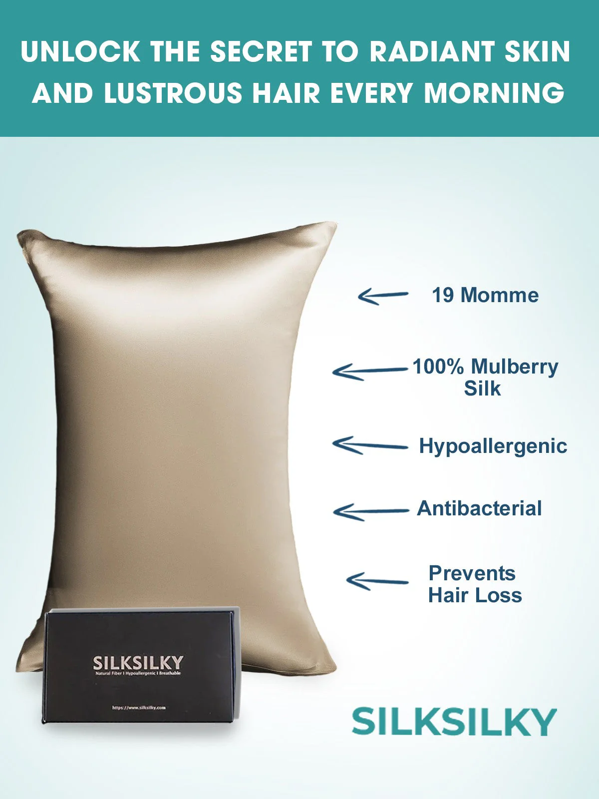 2Pcs 19Momme Pure Silk Pillowcases Bundle - Hidden Zipper - Image 89