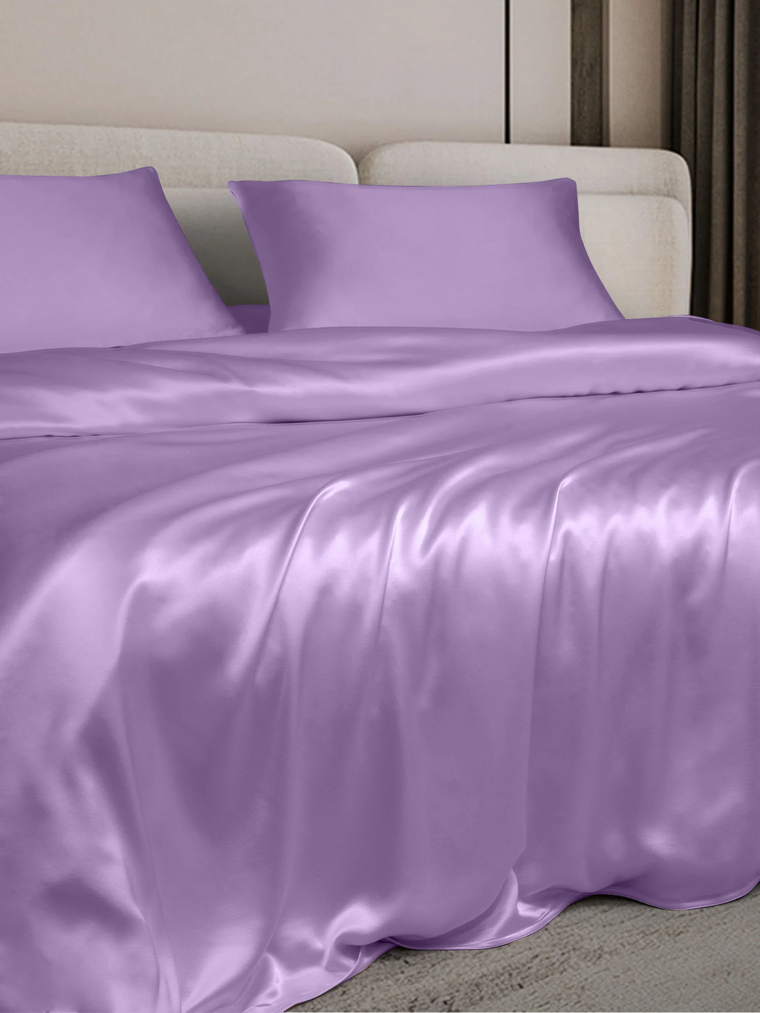 19Momme 4Pcs Silk Set Doona Cover+Fitted Sheet+2x Pillowcases - Image 103