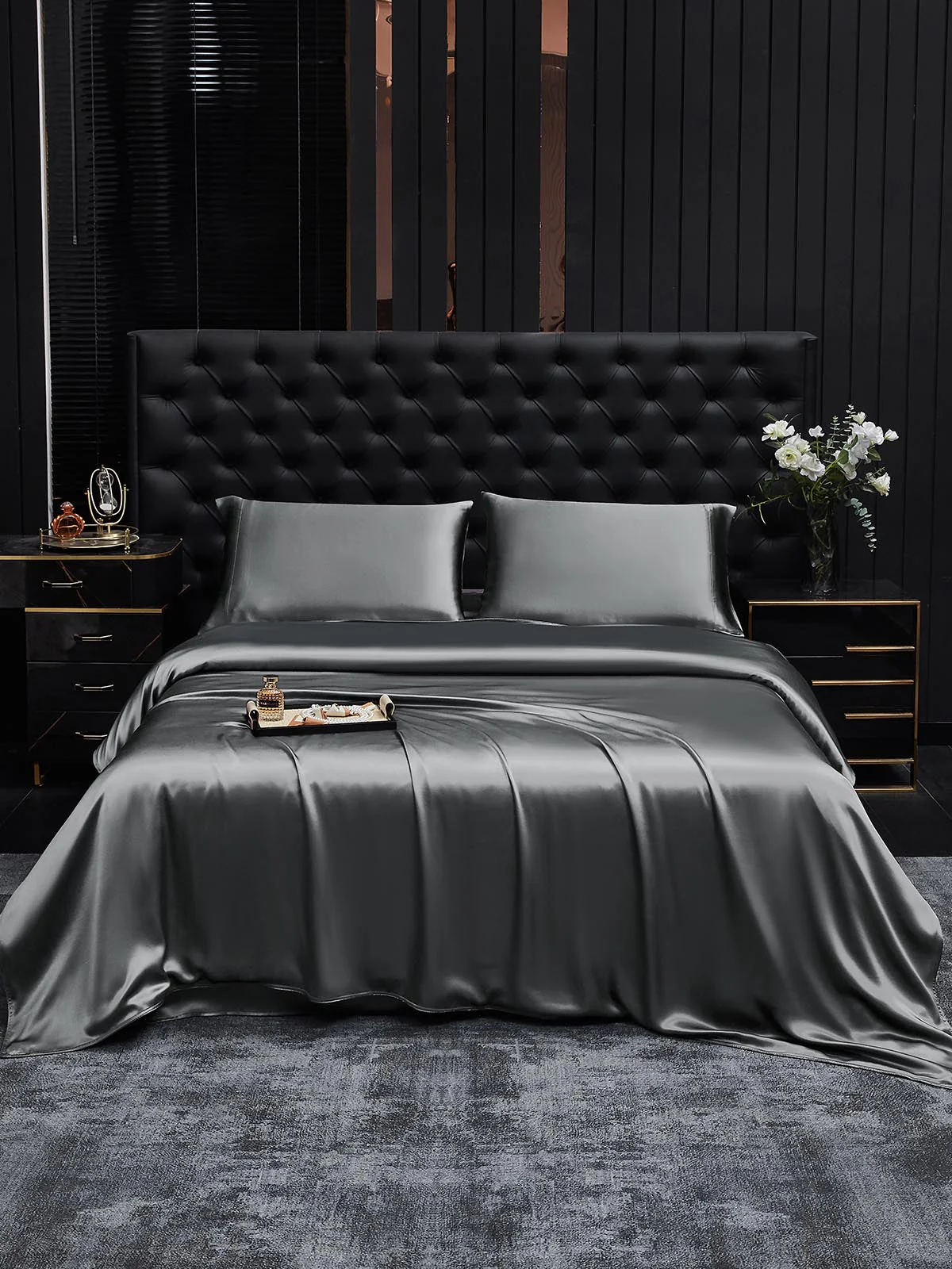 19Momme 4Pcs Silk Set Doona Cover+Fitted Sheet+2x Pillowcases - Image 116