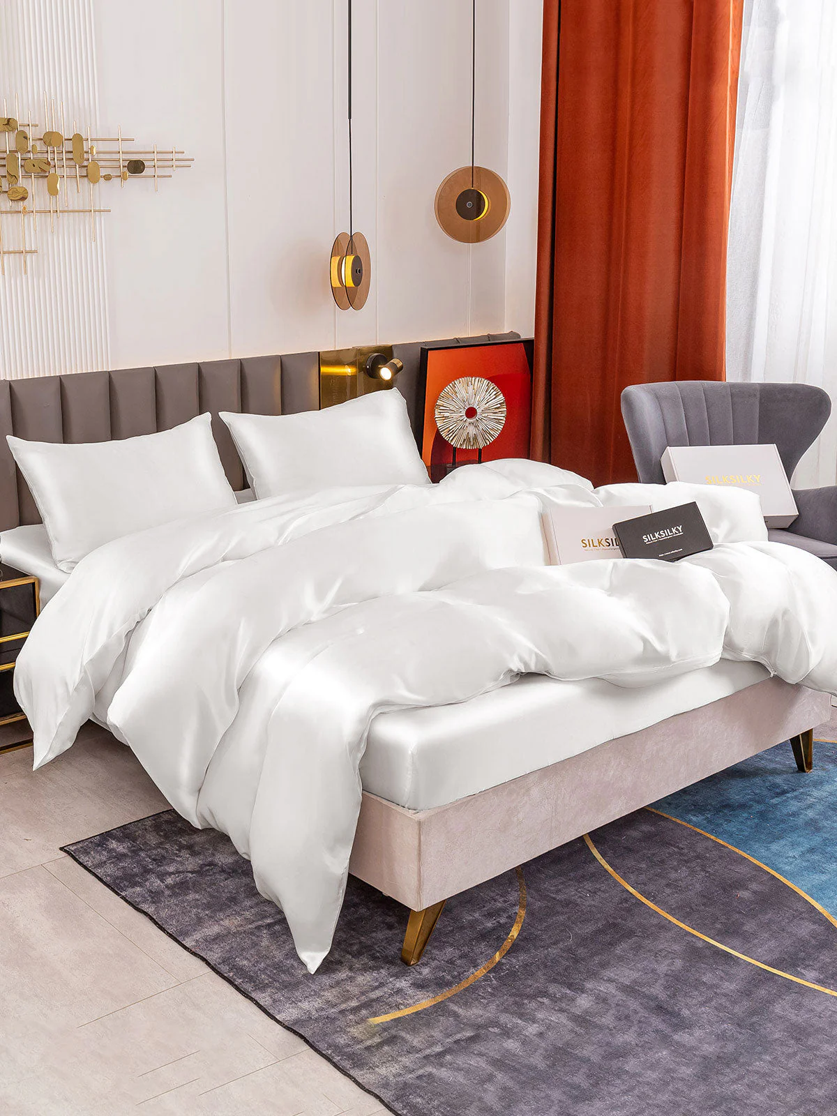 19Momme 4Pcs Silk Set Doona Cover+Fitted Sheet+2x Pillowcases - Image 17