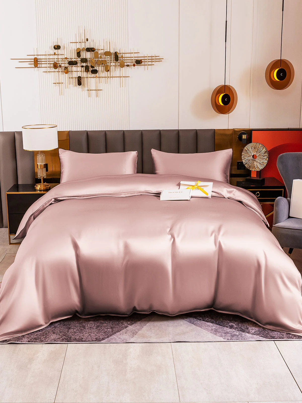 19Momme 4Pcs Silk Set Doona Cover+Fitted Sheet+2x Pillowcases - Image 57