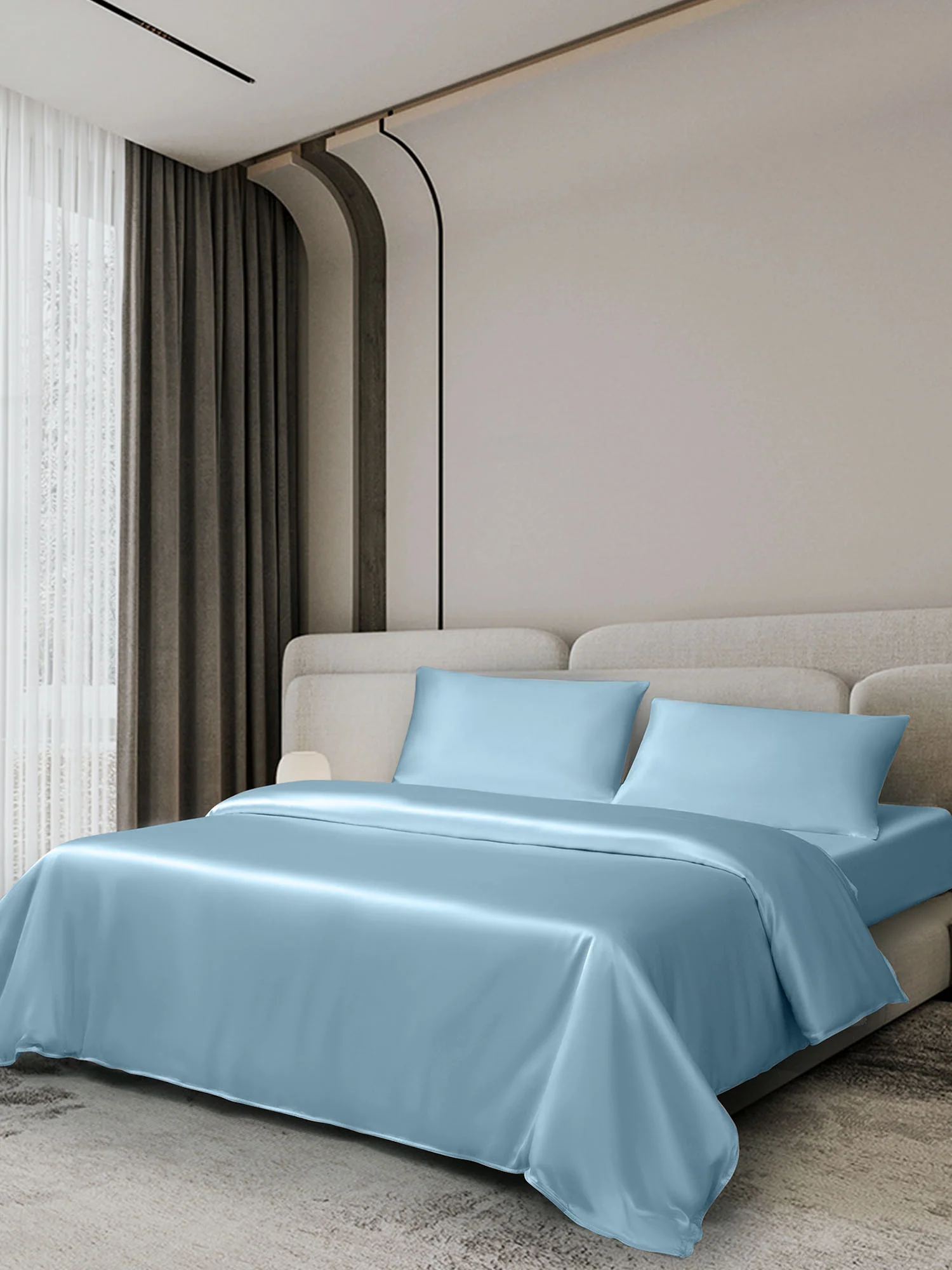 19Momme 4Pcs Silk Set Doona Cover+Fitted Sheet+2x Pillowcases - Image 82