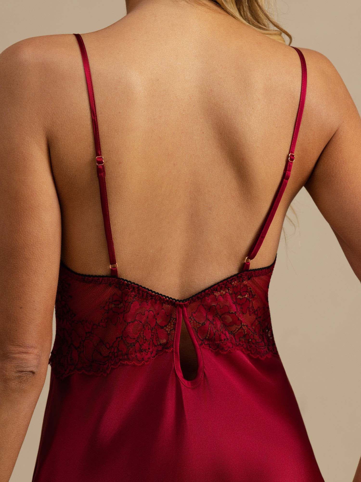 Pure Silk Spaghetti Strap V-neck Mini Nightgown with Lace Backless Design - Image 13