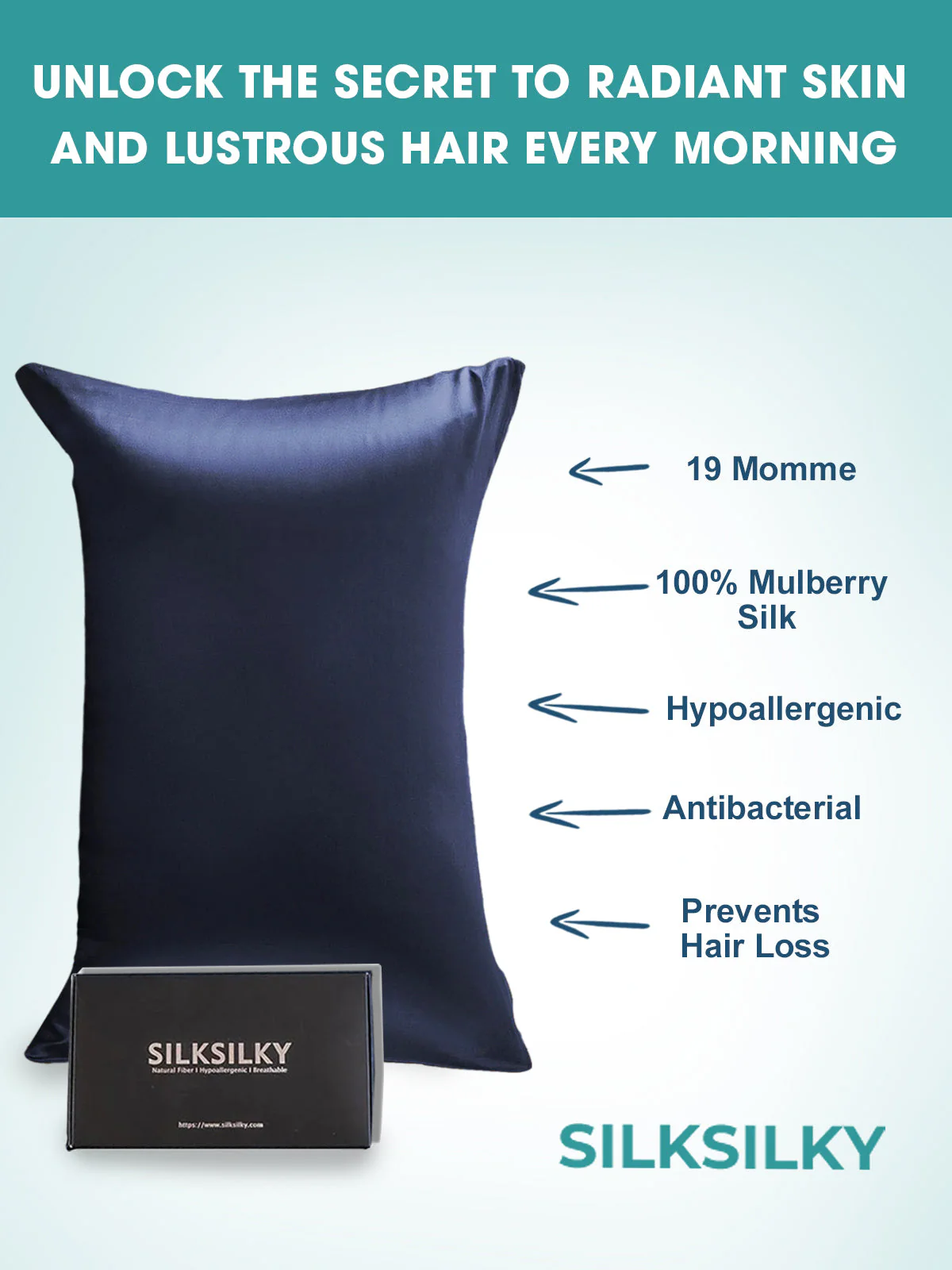 19Momme 100% Mulberry Silk Pillowcase - Envelope Closure - Image 10