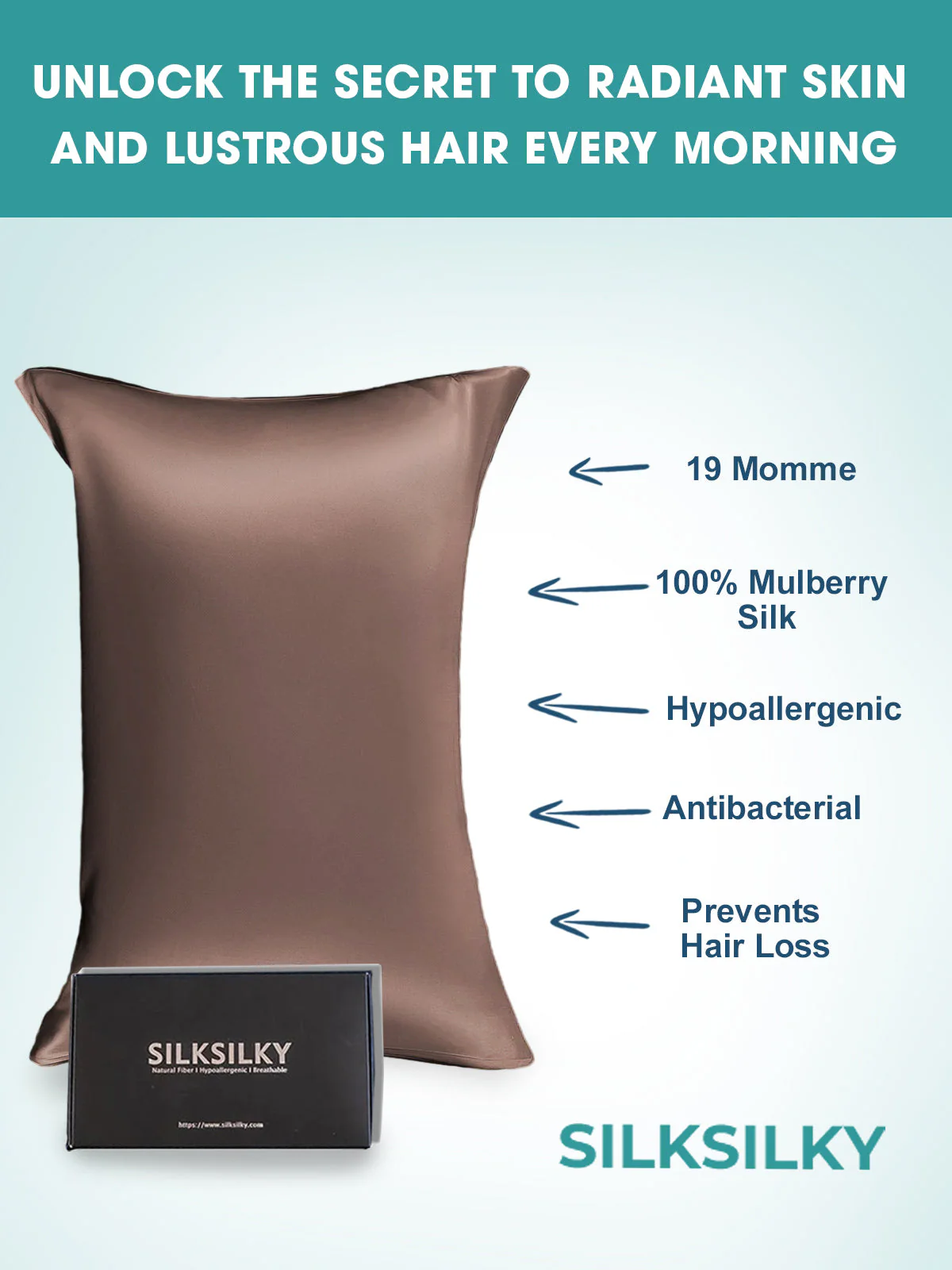19Momme 100% Mulberry Silk Pillowcase - Envelope Closure - Image 109