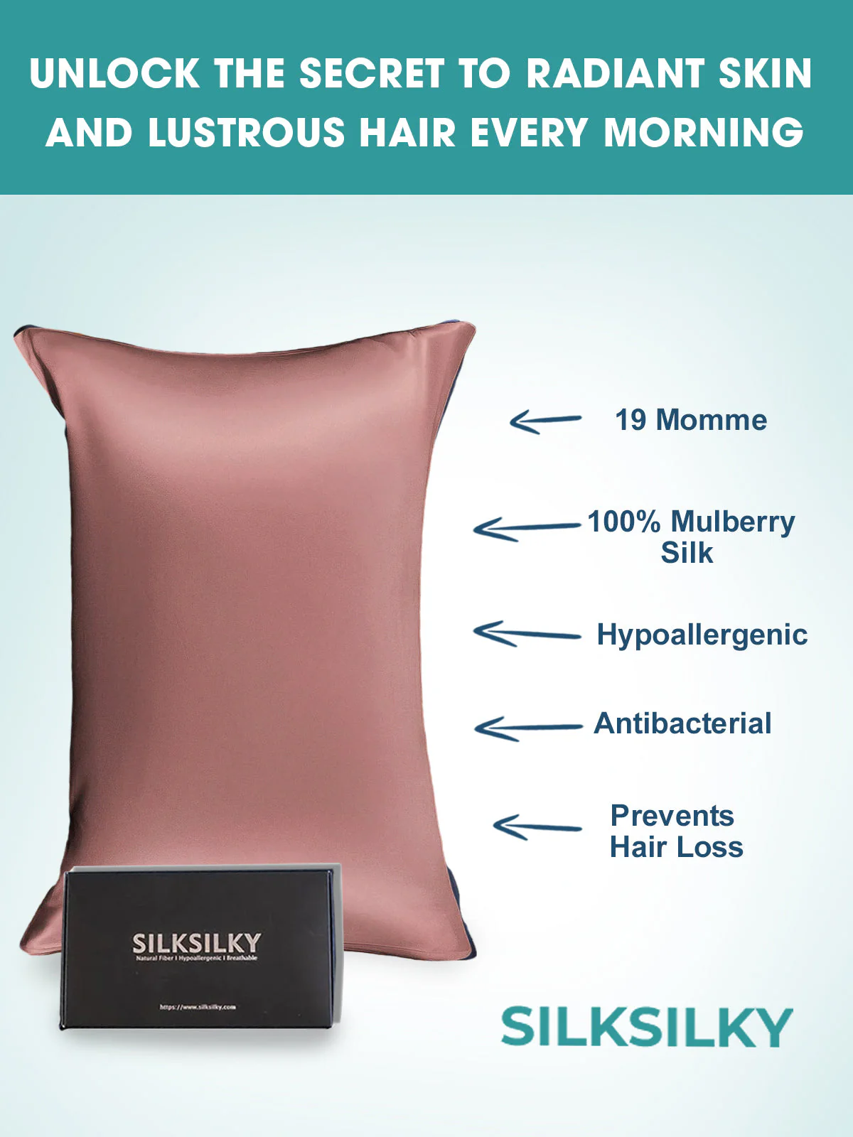 19Momme 100% Mulberry Silk Pillowcase - Envelope Closure - Image 53