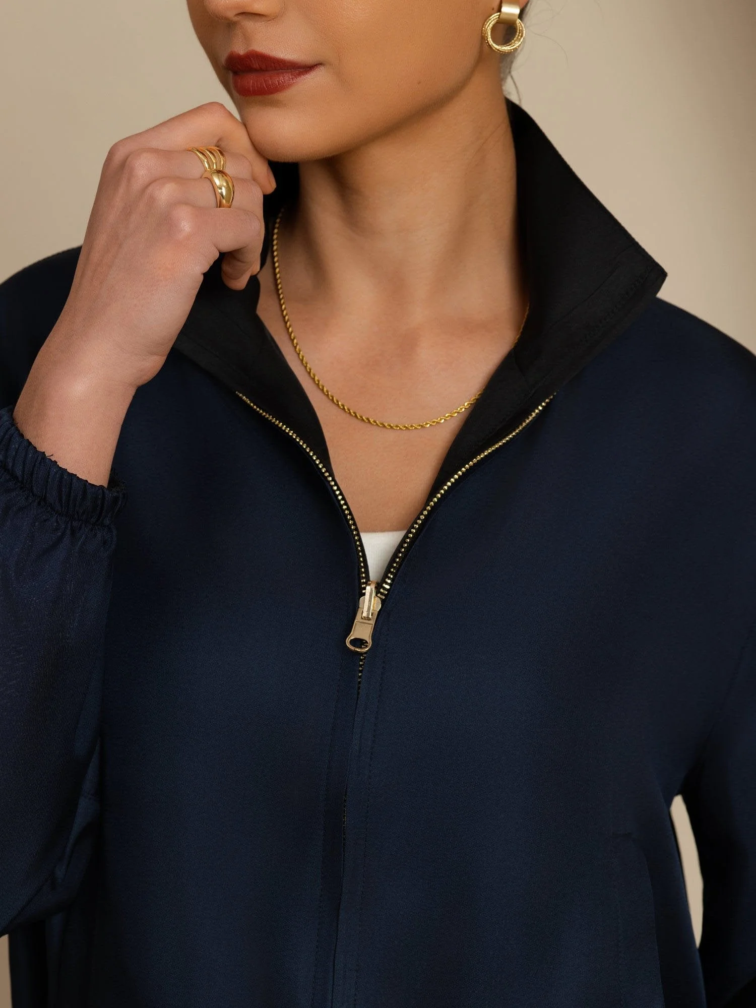 Pure Silk Women's Short Stand Collar Reversible Jacket With Pockets - Image 14