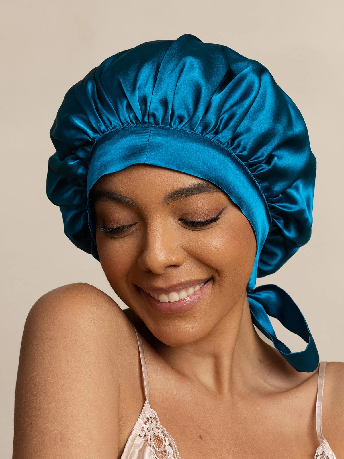 Women's Mulberry Silk Bonnet with Long Ribbons - Image 41